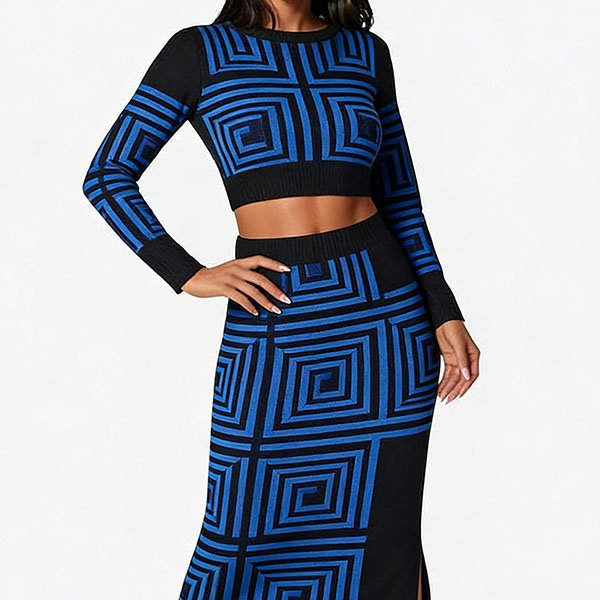 Women's Spring Line Print Retro Suit Base Layer