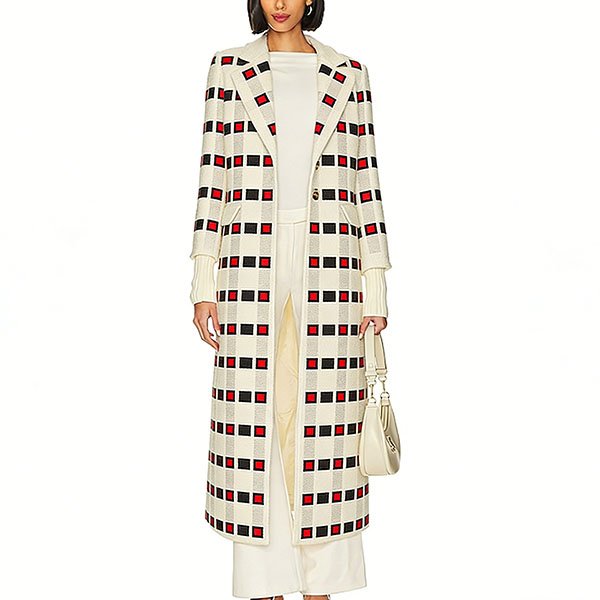 Women's long retro plaid coat for winter