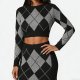 Women's Spring Diamond Pattern Simple Suit Base Layer