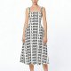 Women's long sleeveless spaghetti strap dress with minimalist LOVE design