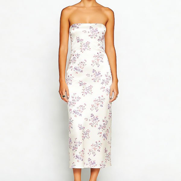 Women's off-shoulder satin floral dress