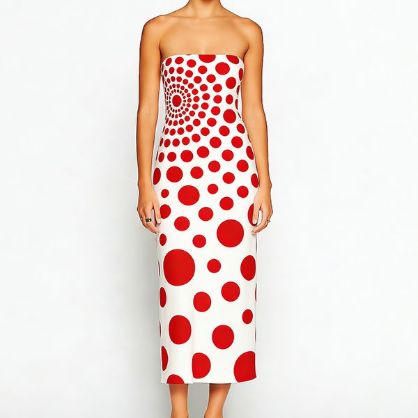 Women's off-shoulder satin polka dot dress