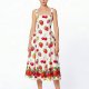 Women's long sleeveless spaghetti strap dress with simple and cute fruit elements
