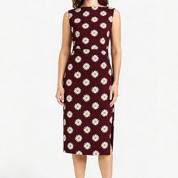 Women's sleeveless retro chrysanthemum dress