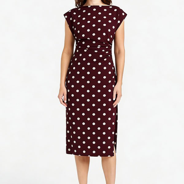 Women's sleeveless retro irregular small polka dot dress