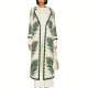 Women's long winter coat with retro-style print