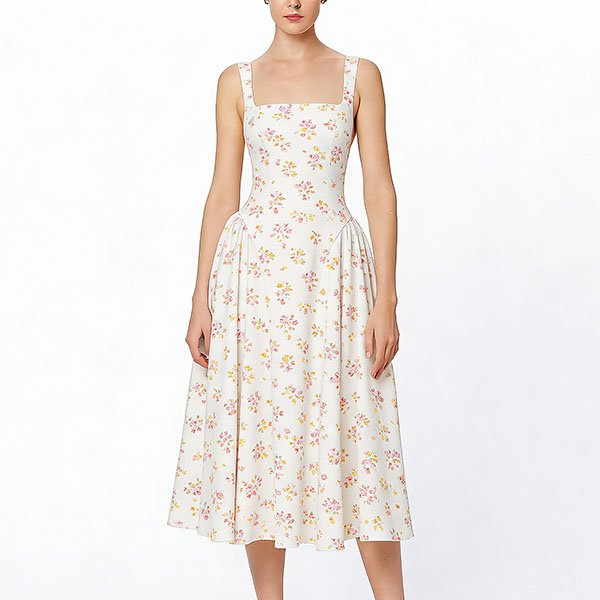 Women's long sleeveless printed dress